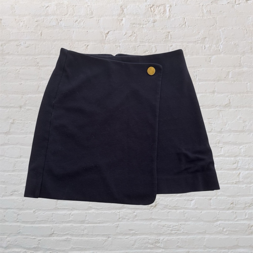 Ann Taylor Loft rich navy faux wrap asymmetrical skirt